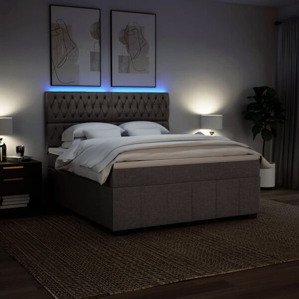 vidaXL Cama box spring con colch&oacute;n tela gris taupe 180x200 cm