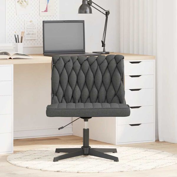 vidaXL Silla de oficina giratoria tela gris oscuro