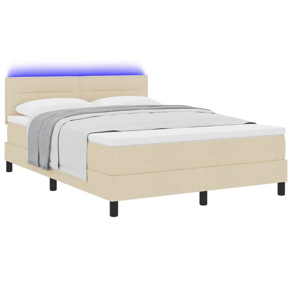 vidaXL Cama tipo Box Spring con colch&oacute;n Crema 140 x 200 cm tela