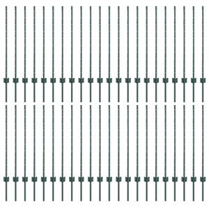 vidaXL Poste de cerca empotrado 44 uds. Verde 140 cm