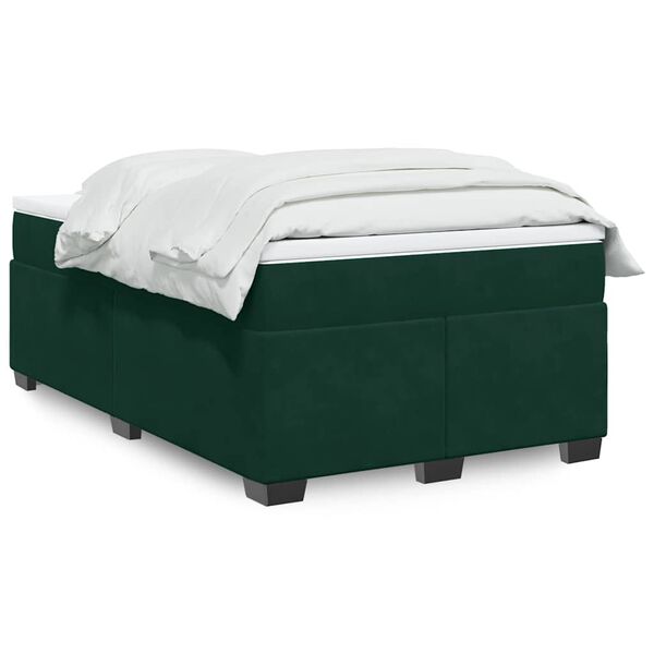 vidaXL Cama box spring con colch&oacute;n terciopelo verde oscuro 120x190 cm