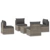 vidaXL Set de muebles de jard&iacute;n 5 pzas y cojines rat&aacute;n sint&eacute;tico gris