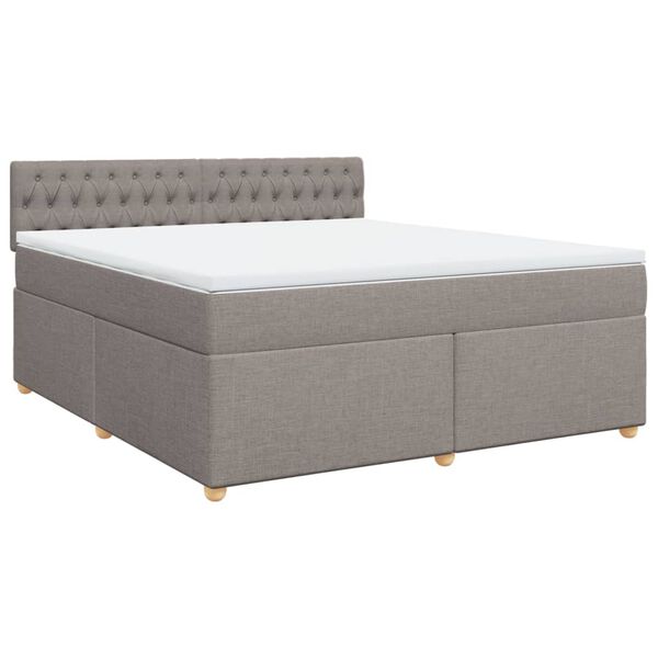 vidaXL Cama box spring con colch&oacute;n tela gris taupe 180x200 cm