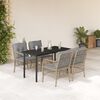 vidaXL Set comedor de jard&iacute;n 5 pzas con cojines rat&aacute;n sint&eacute;tico beige