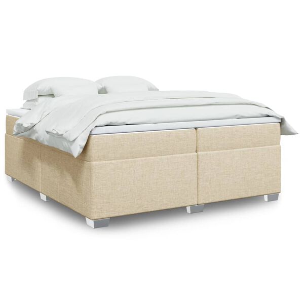vidaXL Cama box spring con colch&oacute;n tela color crema 200x200 cm