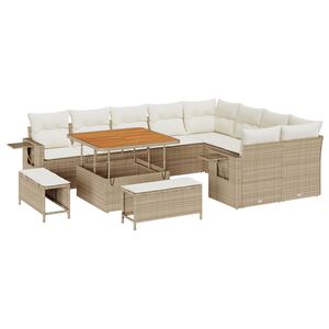 vidaXL Conjunto de sof&aacute;s de jard&iacute;n con coj&iacute;n 12 pcs Beige y Crema