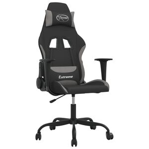 vidaXL Silla gaming de masaje tela gris claro y negro