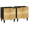 vidaXL Mesa de noche 2 uds. Negro y dorado 40 x 33 x 46 cm