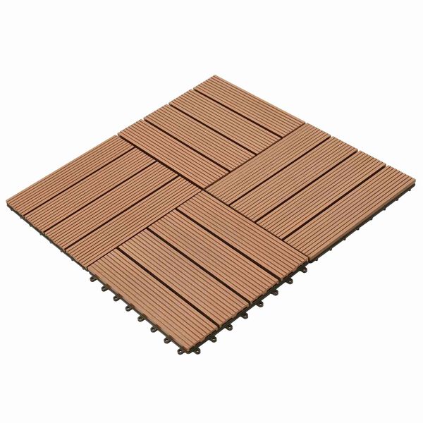 vidaXL Tile de Decking 11 pcs Marr&oacute;n 30 x 30 cm WPC