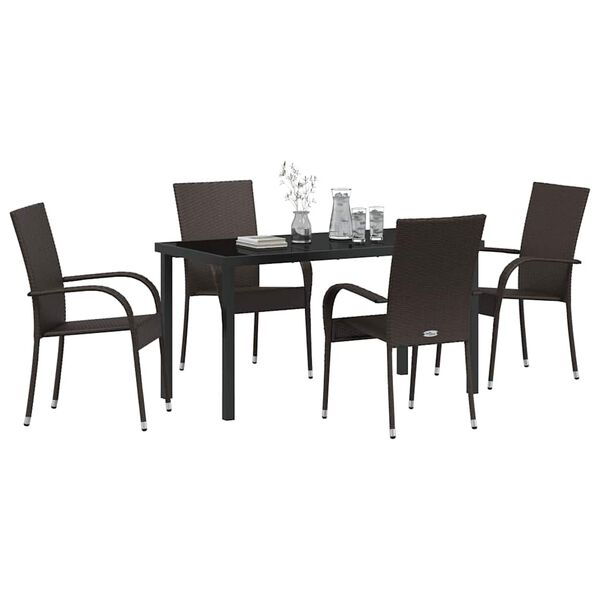 vidaXL Conjunto de Comedor de Jard&iacute;n 5 pcs Marr&oacute;n