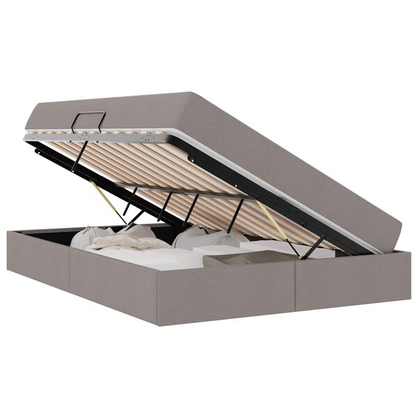 vidaXL Cama con almacenamiento y colch&oacute;n Taup&eacute; 140 x 200 cm Poli&eacute;ster