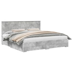vidaXL Estructura de cama con cabecera Gris Concreto 200 x 200 cm