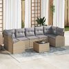 vidaXL Conjunto de sof&aacute; de jard&iacute;n con coj&iacute;n Manual 8 pcs Beige y gris