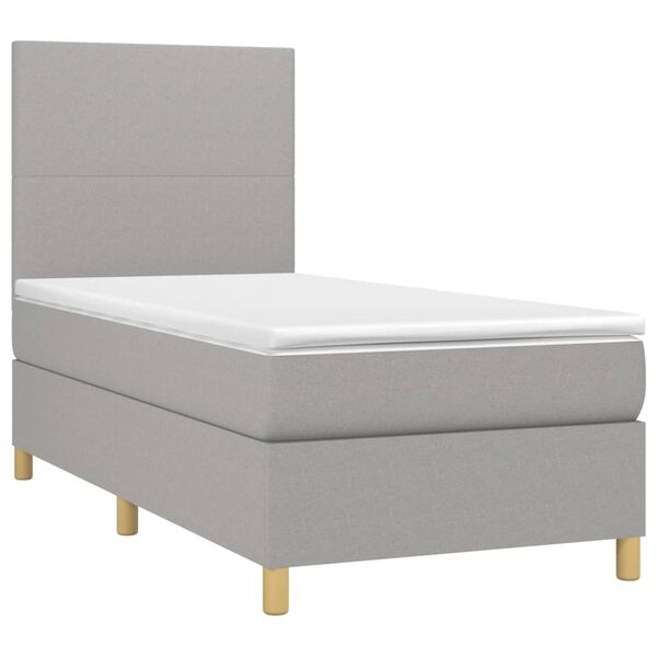 vidaXL Cama box spring con colch&oacute;n tela gris claro 90x200 cm