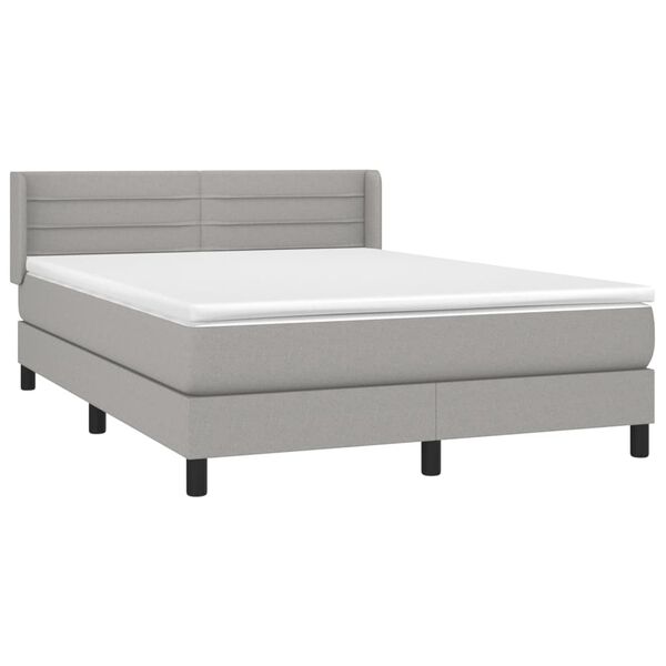 vidaXL Cama box spring con colch&oacute;n tela gris claro 140x200 cm