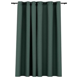 vidaXL Cortina opaca con ojales look de lino verde 290x245 cm