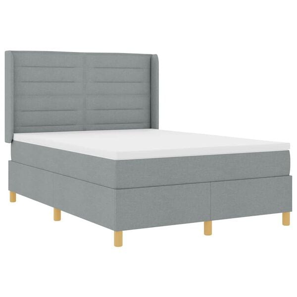 vidaXL Cama tipo Box Spring con colch&oacute;n Gris Claro 140 x 200 cm tela