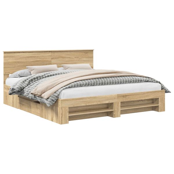 vidaXL Estructura de cama con cabecera Roble Sonoma 200 x 200 cm