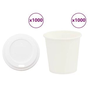 vidaXL Vasos de caf&eacute; de papel con tapa 1000 uds 4oz 100ml