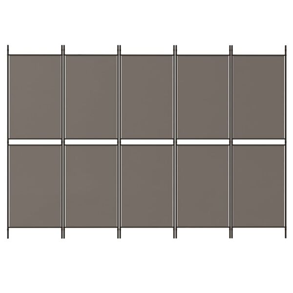 vidaXL Biombo divisor de 5 paneles de tela gris antracita 250x180 cm
