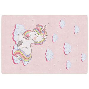 vidaXL Alfombra ni&ntilde;os lavable antideslizante unicornio rosa 160x230 cm