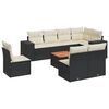 vidaXL Set de sof&aacute;s de jard&iacute;n 8 piezas y cojines rat&aacute;n sint&eacute;tico negro