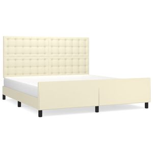 vidaXL Estructura de cama sin colch&oacute;n cuero sint&eacute;tico crema 160x200 cm