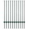 vidaXL Poste de Valla 11 pcs Verde 100 cm Acero