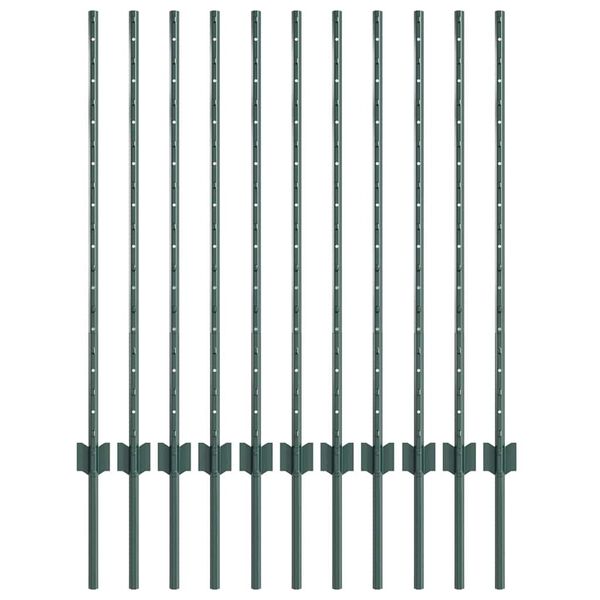 vidaXL Poste de Valla 11 pcs Verde 100 cm Acero