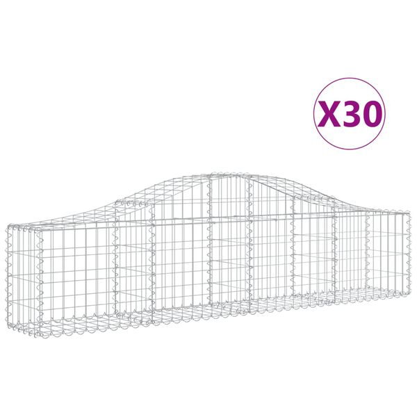 vidaXL Cestas de gaviones 30 uds forma de arco hierro 200x30x40/60 cm