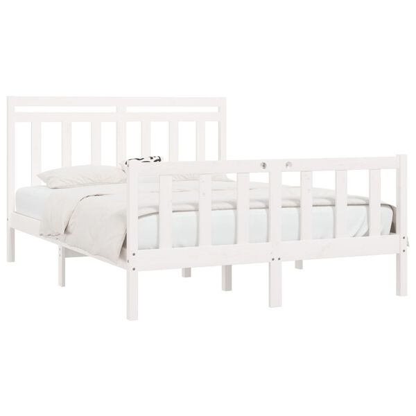 vidaXL Estructura de cama madera maciza de pino blanca 150x200 cm