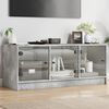 vidaXL Mueble de TV con puertas de vidrio gris hormig&oacute;n 102x37x42 cm