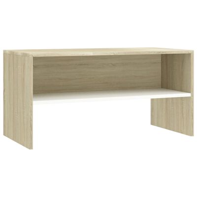 vidaXL Mueble de TV madera contrachapada blanco y roble 80x40x40 cm