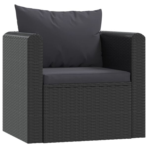 vidaXL Set de muebles de jard&iacute;n y cojines 7 pzas rat&aacute;n sint&eacute;tico negro