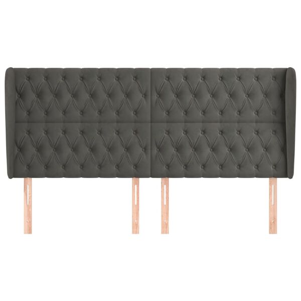 vidaXL Cabecero con orejas de terciopelo gris oscuro 183x23x118/128 cm
