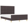 vidaXL Estructura de cama con cabecera Marr&oacute;n oscuro 140 x 190 cm tela