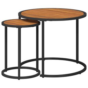 vidaXL Juego de Mesas de Centro 2 pcs Natural y negro 55 x 55 x 45 cm