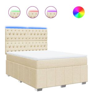 vidaXL Cama box spring con colch&oacute;n tela color crema 140x190 cm