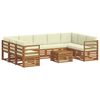 vidaXL Juegos de sof&aacute;s 10 pcs Natural y Crema Madera de Acacia S&oacute;lida
