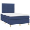 vidaXL Cama box spring con colch&oacute;n y luces LED tela azul 120x190 cm