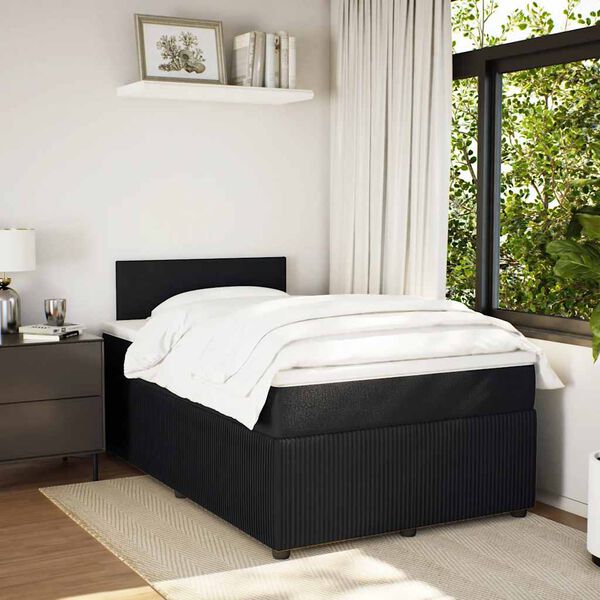 vidaXL Cama box spring con colch&oacute;n terciopelo negro 120x190 cm