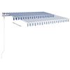 vidaXL Toldo manual retr&aacute;ctil con LED azul y blanco 3x2,5 m