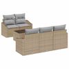 vidaXL Juego de Sof&aacute; con coj&iacute;n 6 pcs Beige y gris rat&aacute;n sint&eacute;tico