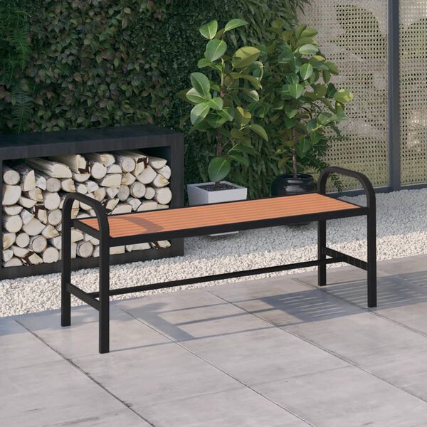 vidaXL Banco de jard&iacute;n acero y WPC marr&oacute;n y negro 124,5 cm