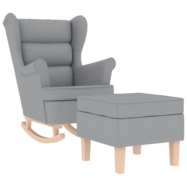 vidaXL Sillón mecedora con taburete tela gris claro