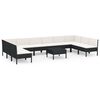 vidaXL Set de muebles de jard&iacute;n 11 pzas cojines rat&aacute;n sint&eacute;tico negro