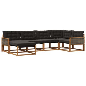 vidaXL Conjunto de sof&aacute;s de exterior 6 uds. Natural y negro