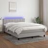 vidaXL Cama box spring colch&oacute;n y luces LED tela gris claro 140x200 cm