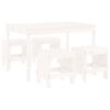 vidaXL Juego de comedor de jard&iacute;n 5 piezas madera maciza pino blanco