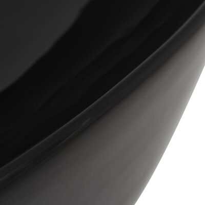 vidaXL Lavabo triangular de cerámica negro 50,5x41x12 cm